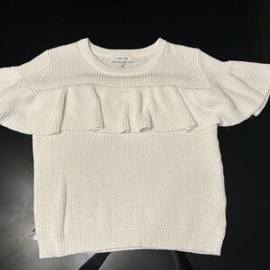 John + Jean Flutter Sleeve White Sweater (XS)